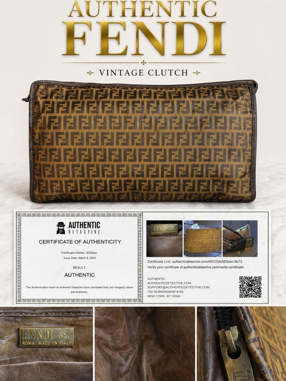Fendi Brown Monogram Vintage Clutch